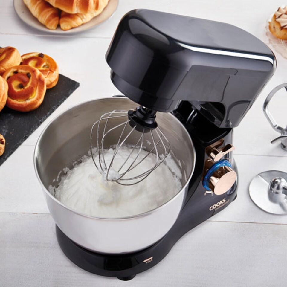 image 1 of Cooks Professional 1000W Stand Mixer with 4.5L Mixing Bowl & 8 Speeds | Black | Black & Rose Gold