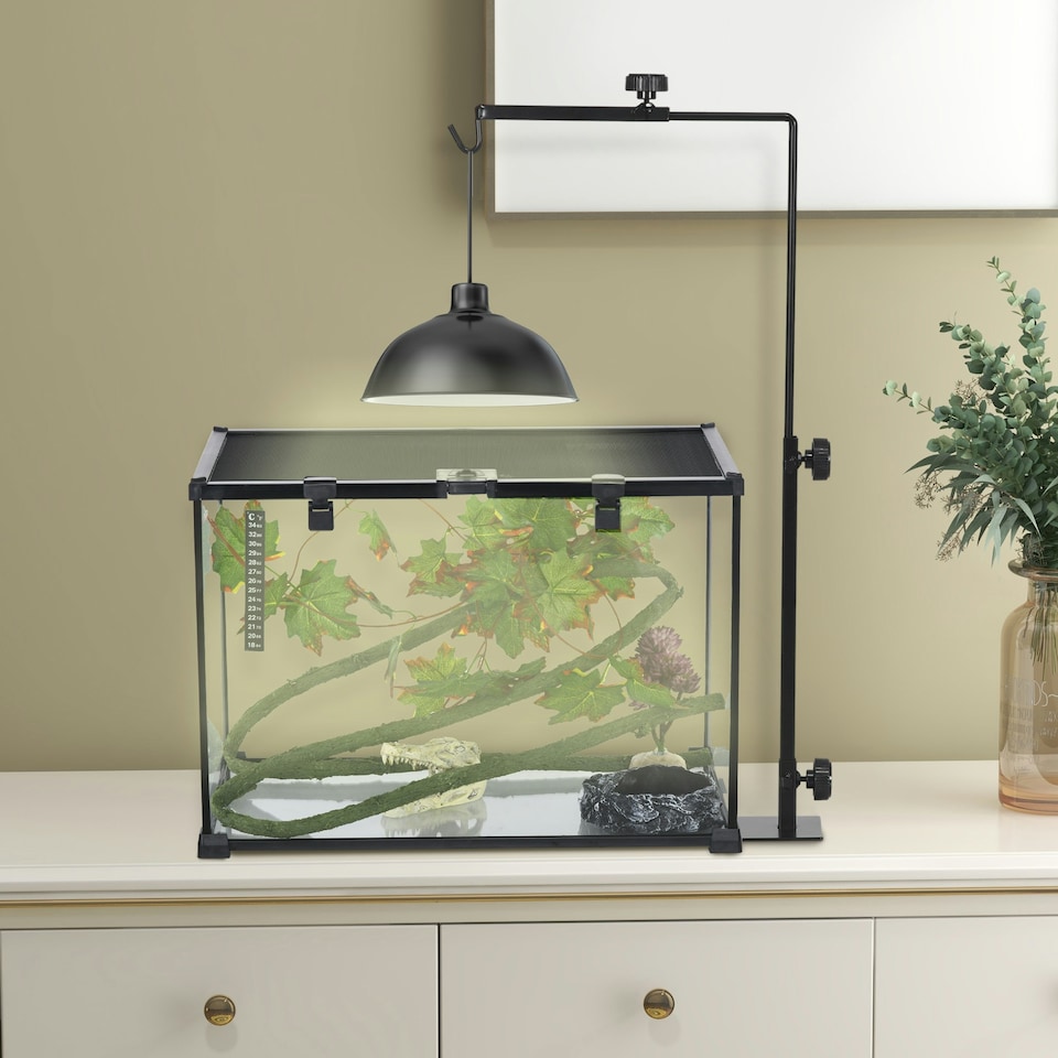 image 1 of PawHut Reptile Lamp Stand, Adjustable Lamp Holder with Hook Hanging Base