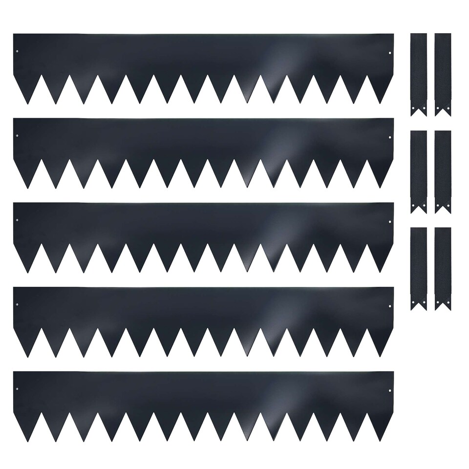 image 1 of Metal Garden Border Edging 1m Saw Tooth Spikes - Set of 5 | Grey | Grey