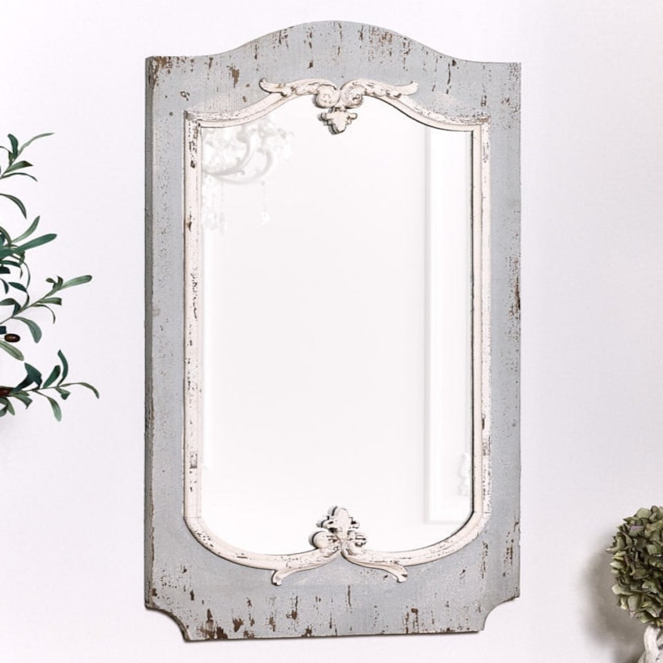 image 1 of Carteret White Wood Wall Mirror Grey