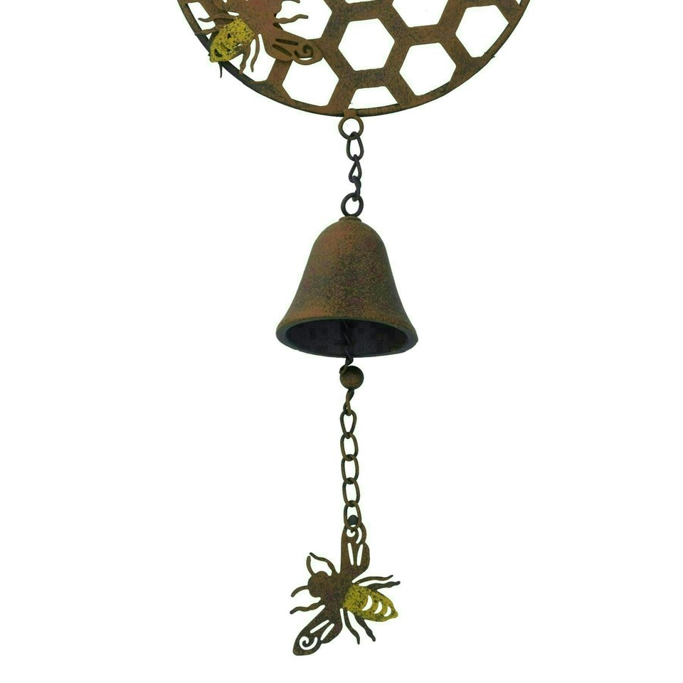 image 1 of Honeycomb Wind Chime Bee Bell Hanging Garden Yard Hex Decor Metal Wasp