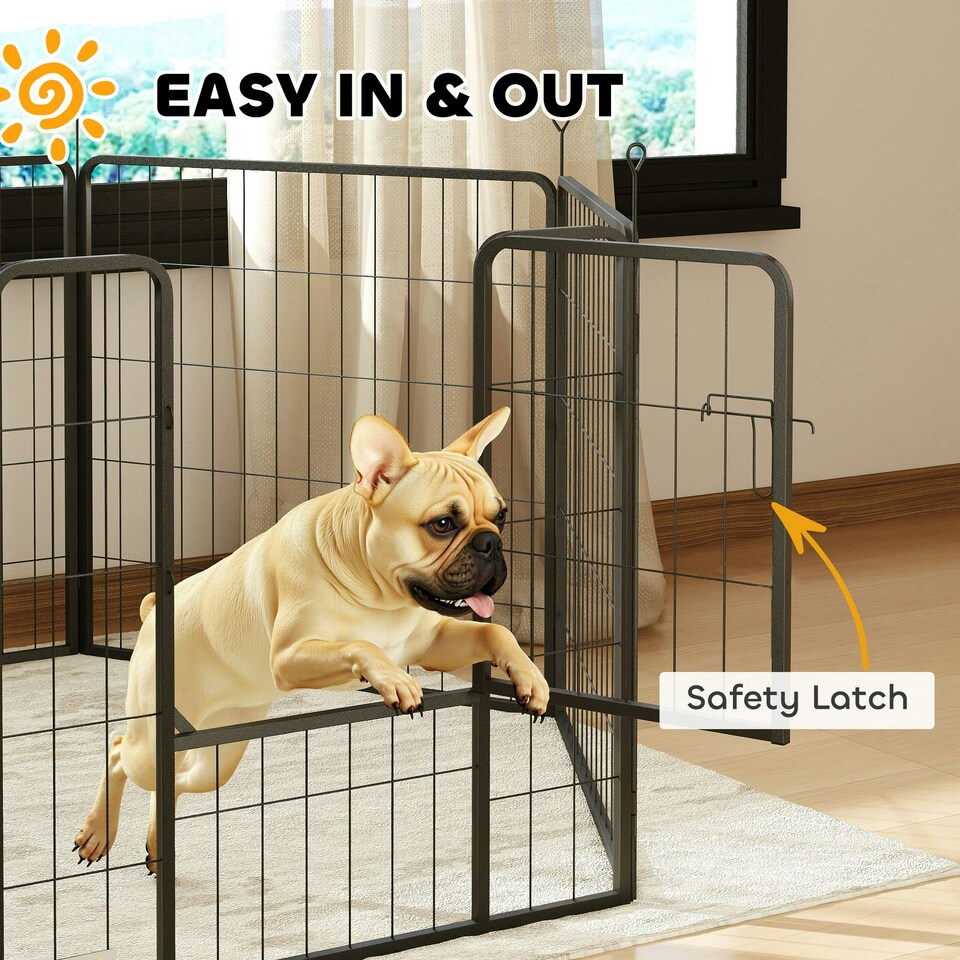 image 1 of PawHut Dog Playpen, 6 Panels Puppy Pen Dog Playpen, 80cm High, Grey