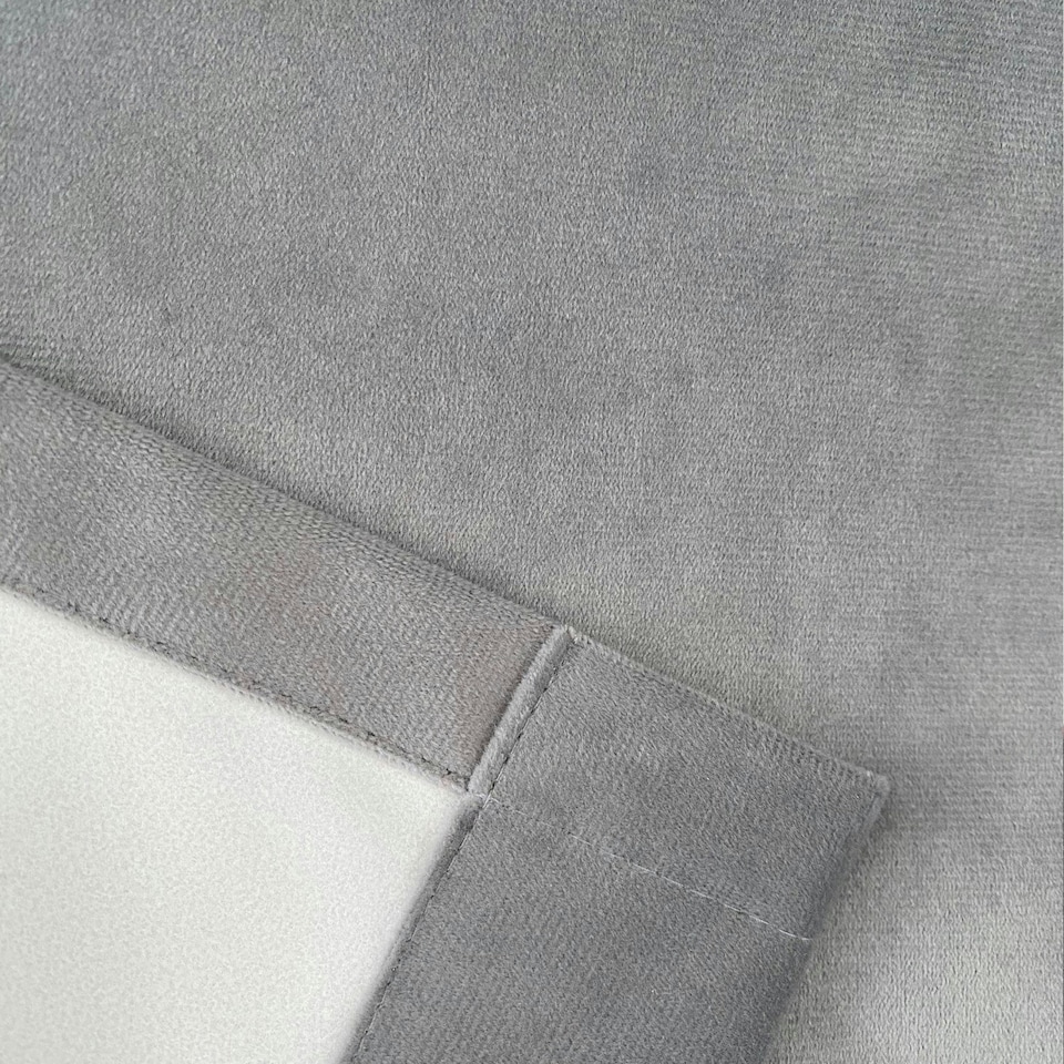 image 1 of Oxford Grey Velvet Curtains 90 x 90 inch (229 x 229 cm) 100% Blackout Pencil Pleat Thermal Noise Reducing Curtains for Bedroom and Living Room