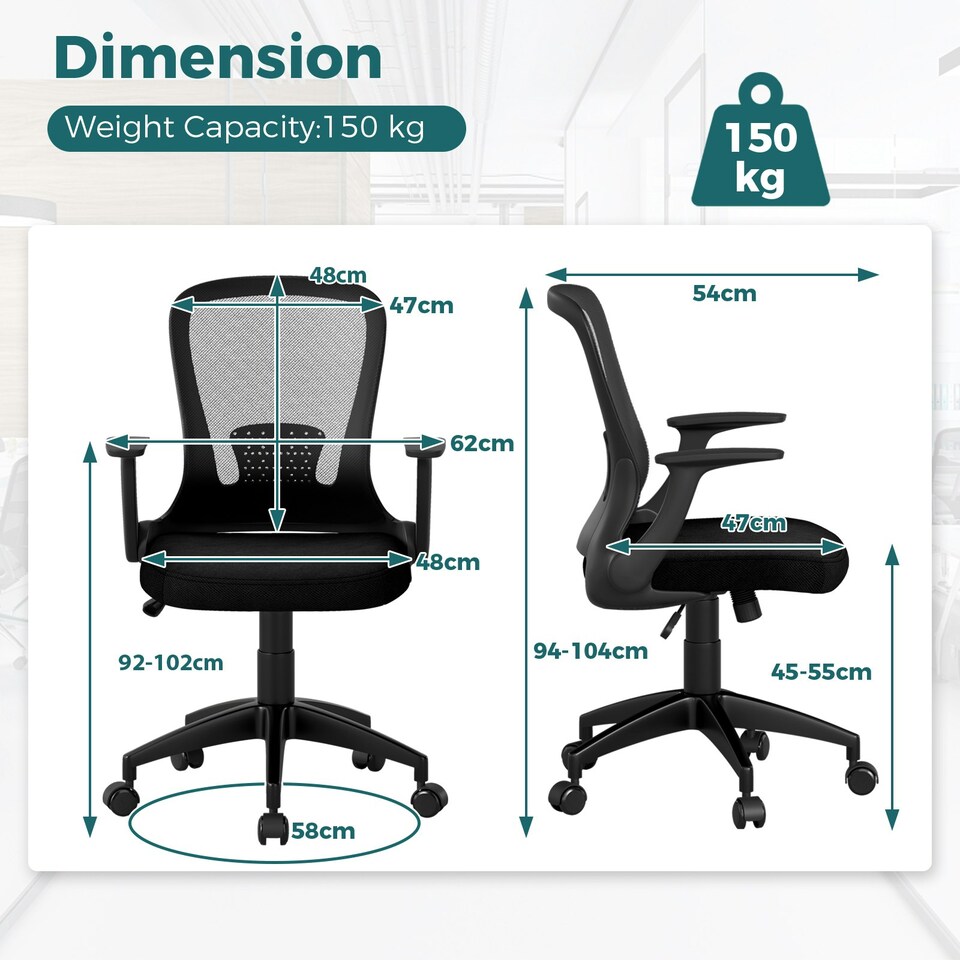 image 1 of COSTWAY Ergonomic Mesh Office Chair Height Adjustable Black Black
