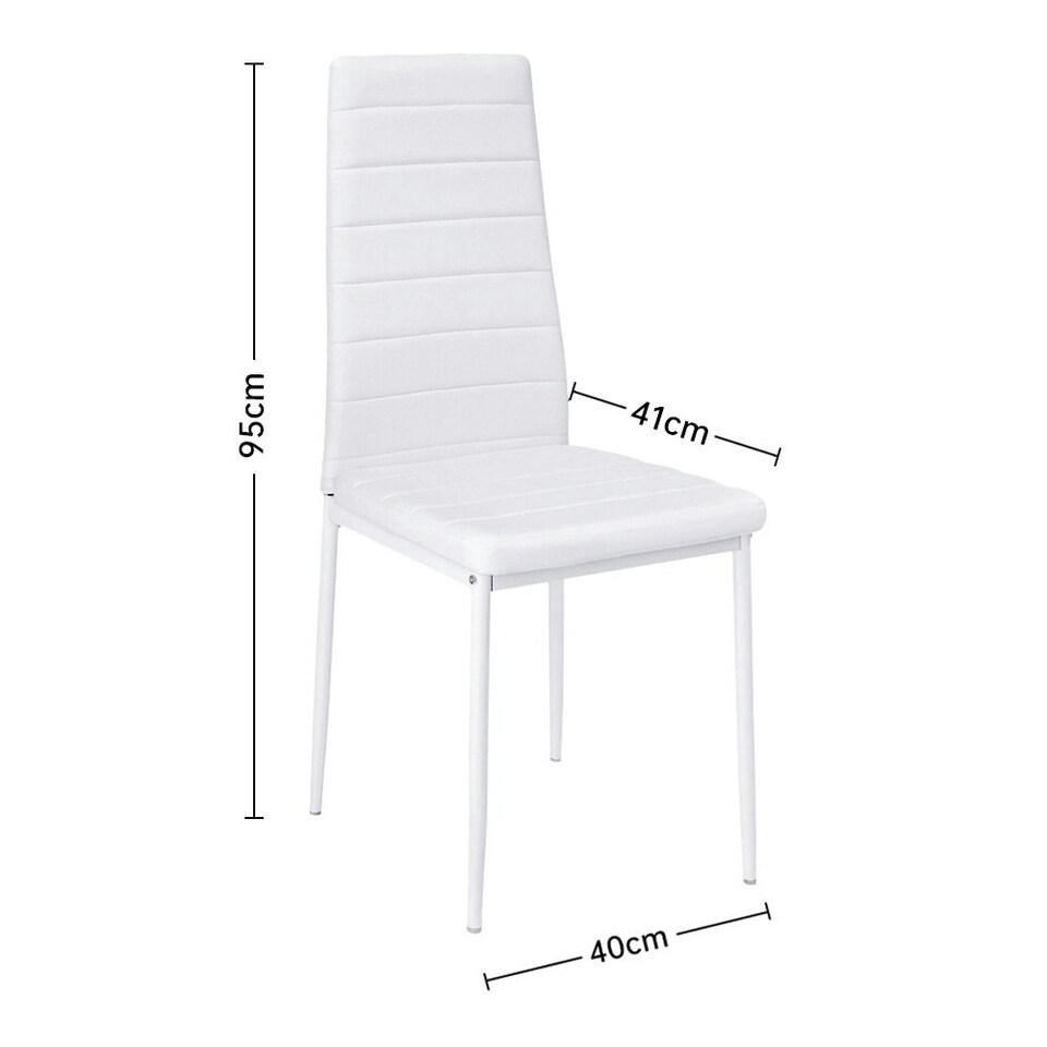 image 1 of Living and Home Set of 4 Faux Leather High Back Dining Chairs - White