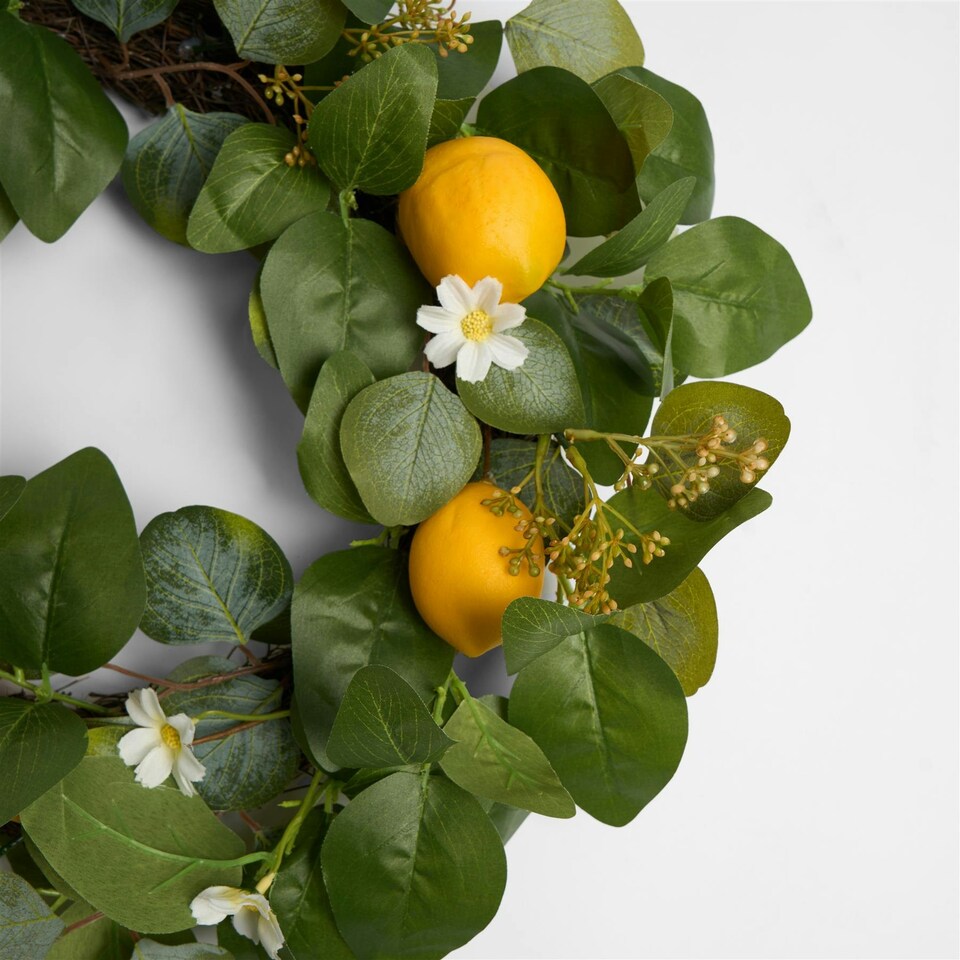 image 1 of OHS Natural Home Wall Table Decor Artificial Lemon Wreath, 45cm - Yellow