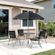 image 2 of Outsunny 6 Piece Garden Dining Set with Umbrella, Patio Sets with Parasol with 4 Folding Dining Chairs & Round Tempered Glass Table, Black