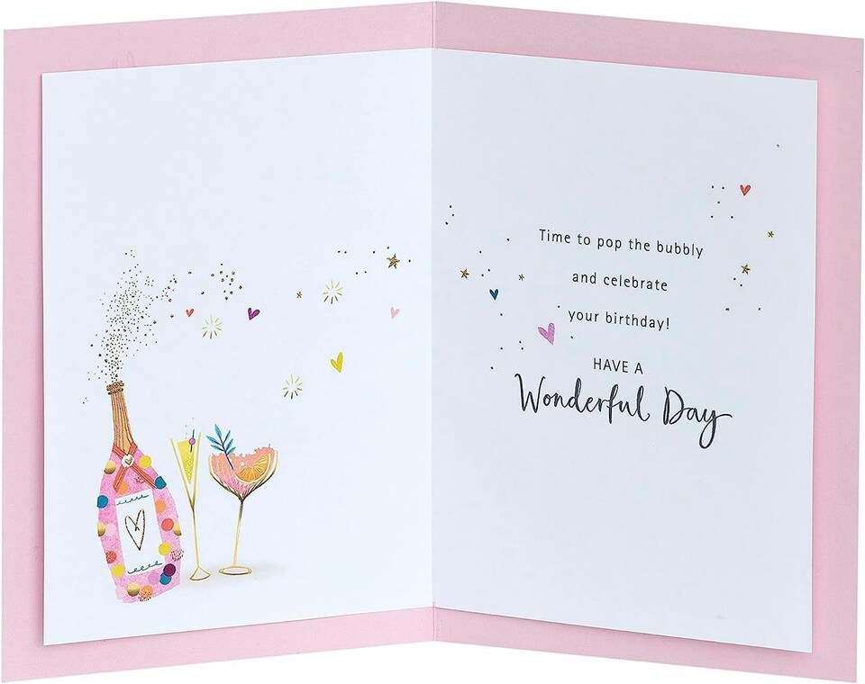 image 1 of Pink & Gold Drinks Design 50th Birthday Card
