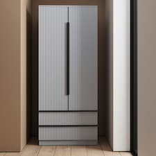 FWStyle Lania Ripple Ridged 2 Door 2 Drawer Combination Wardrobe Matt Grey Grey