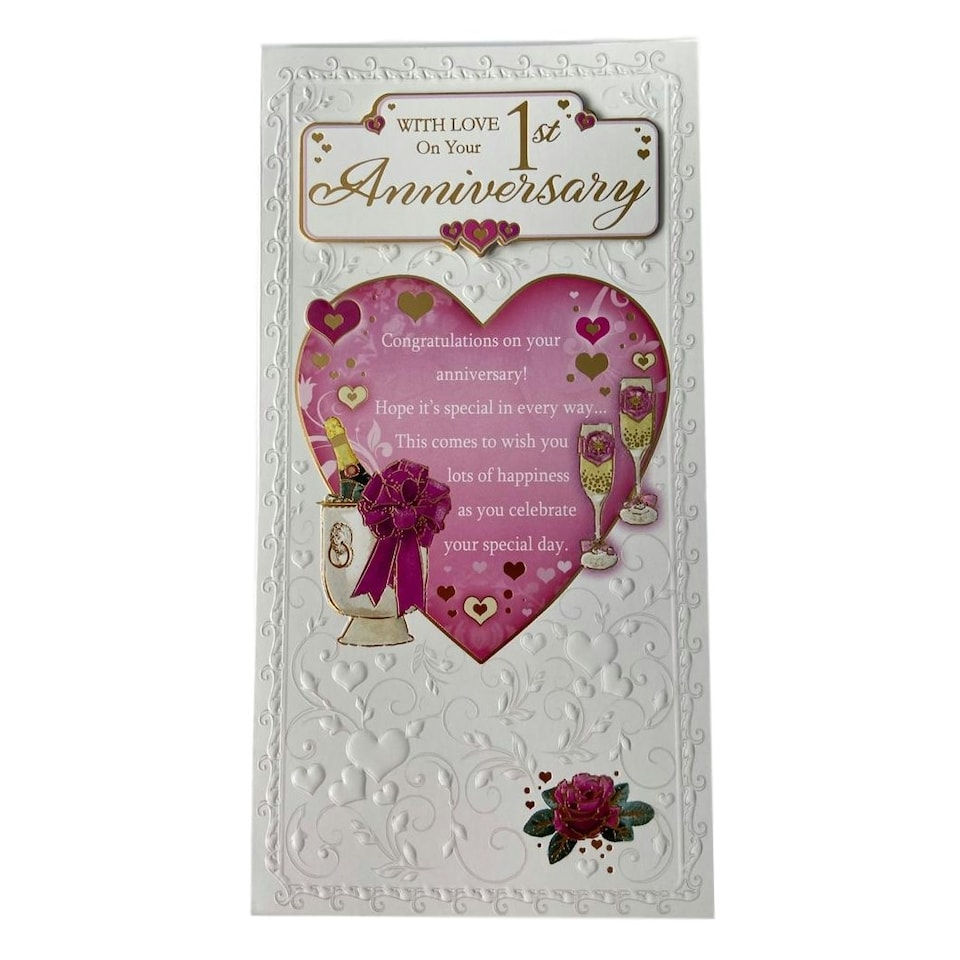 image 1 of With Love On Your 1st Anniversary Soft Whispers Card