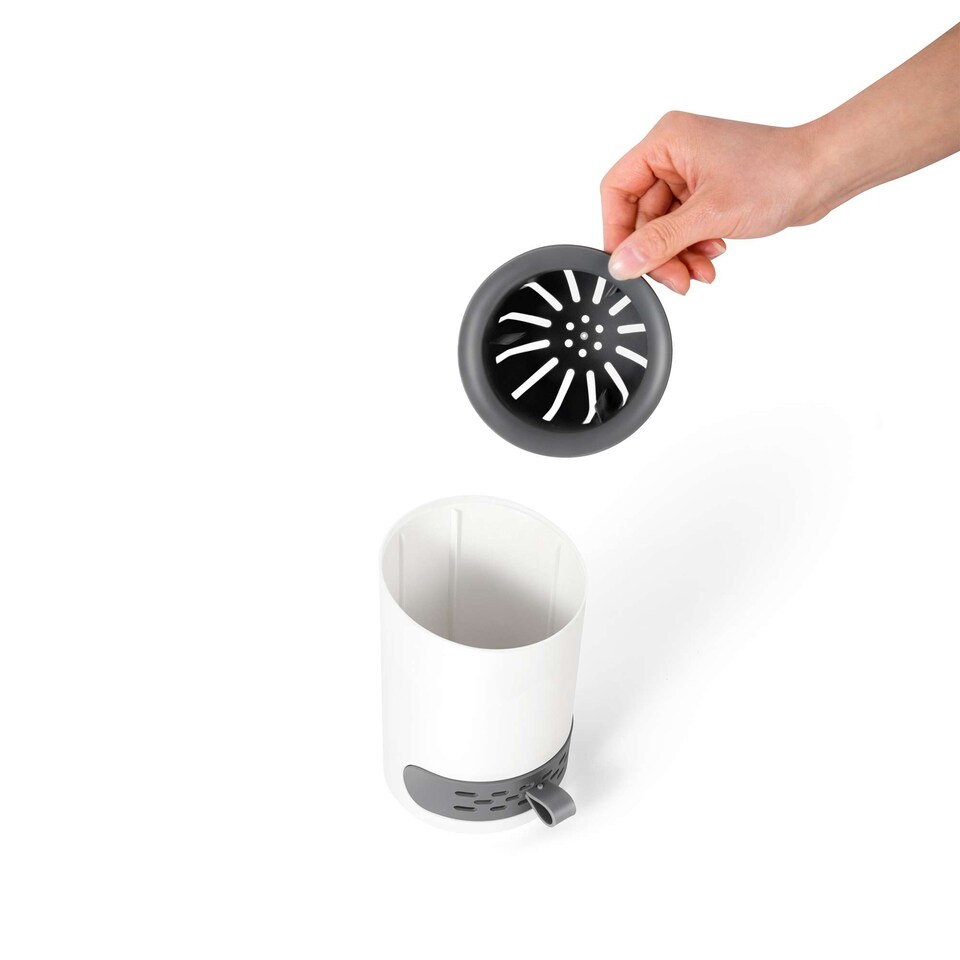 image 1 of Nicoman Round White Toilet Brush & Holder With Silicone Head
