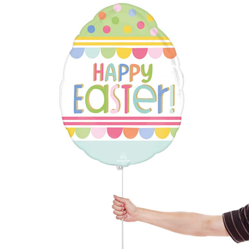image 1 of Happy Easter Colourful Egg Helium Foil Shaped Balloon 63cm / 25 in | Multi