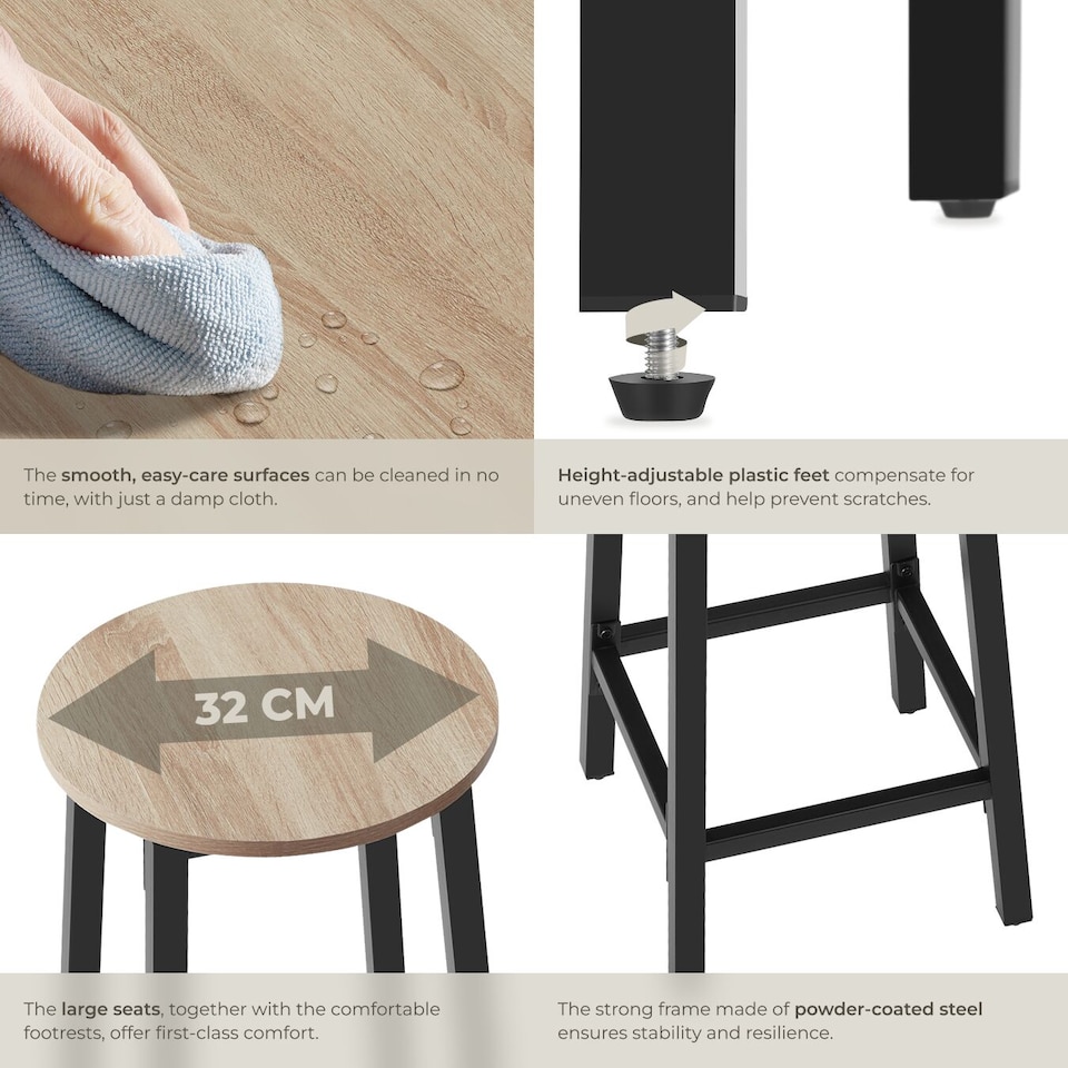 image 1 of 2 Bar stools Corby | Brown | industrial wood light, oak Sonoma | 32 x 32 x 66 cm | 2