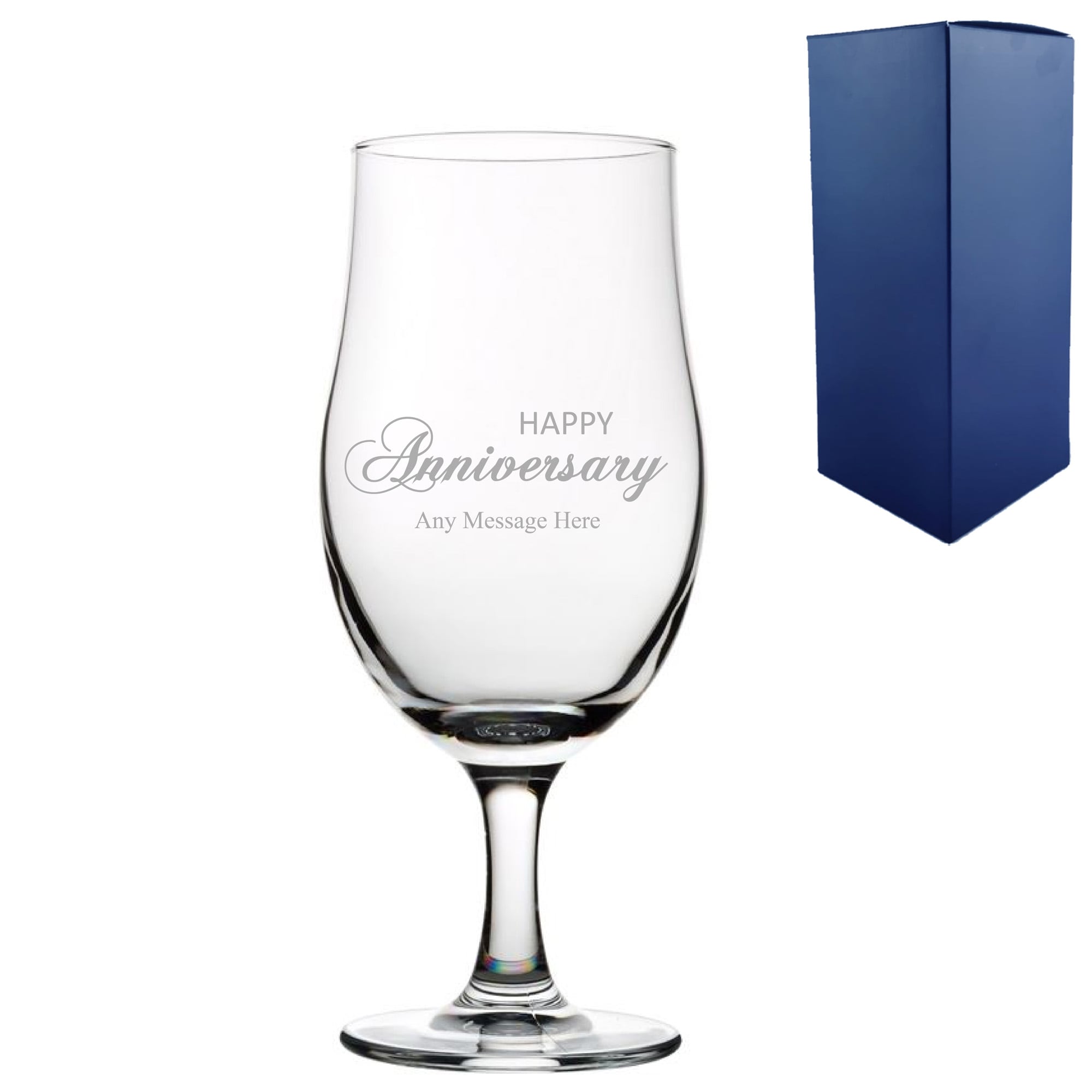 Uniqueful Personalised Anniversary Draft Stemmed Beer Glass Gift in Clear