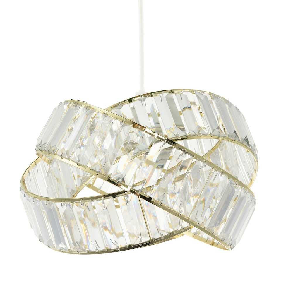 image 1 of Modern Three Ring Gold Pendant Shade with Transparent Acrylic Prisms Gold