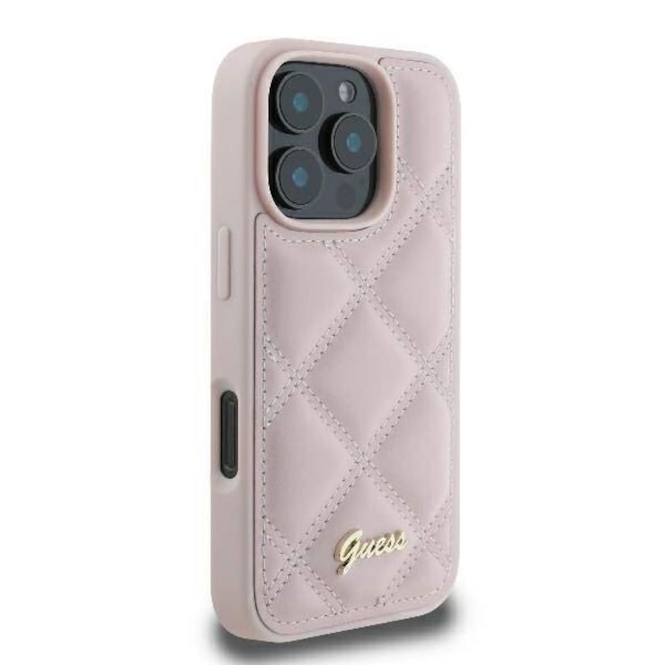 image 1 of Guess Quilted Metal Logo Case for iPhone 16 Pro Max 6.9 Pink