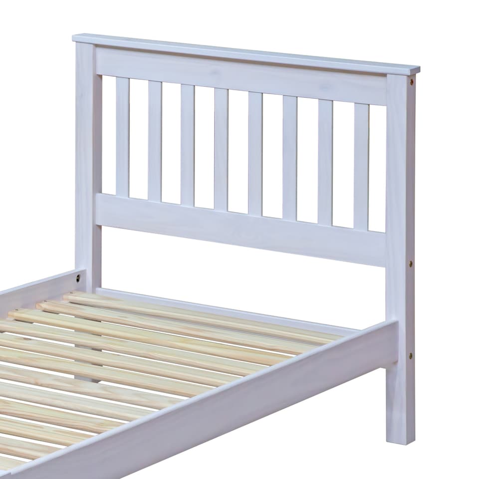 image 1 of Corona Solid Pine Single Bedstead - Antique Wax or Grey Wax Finish with Solid Wood Slats | White | White | Single | 1