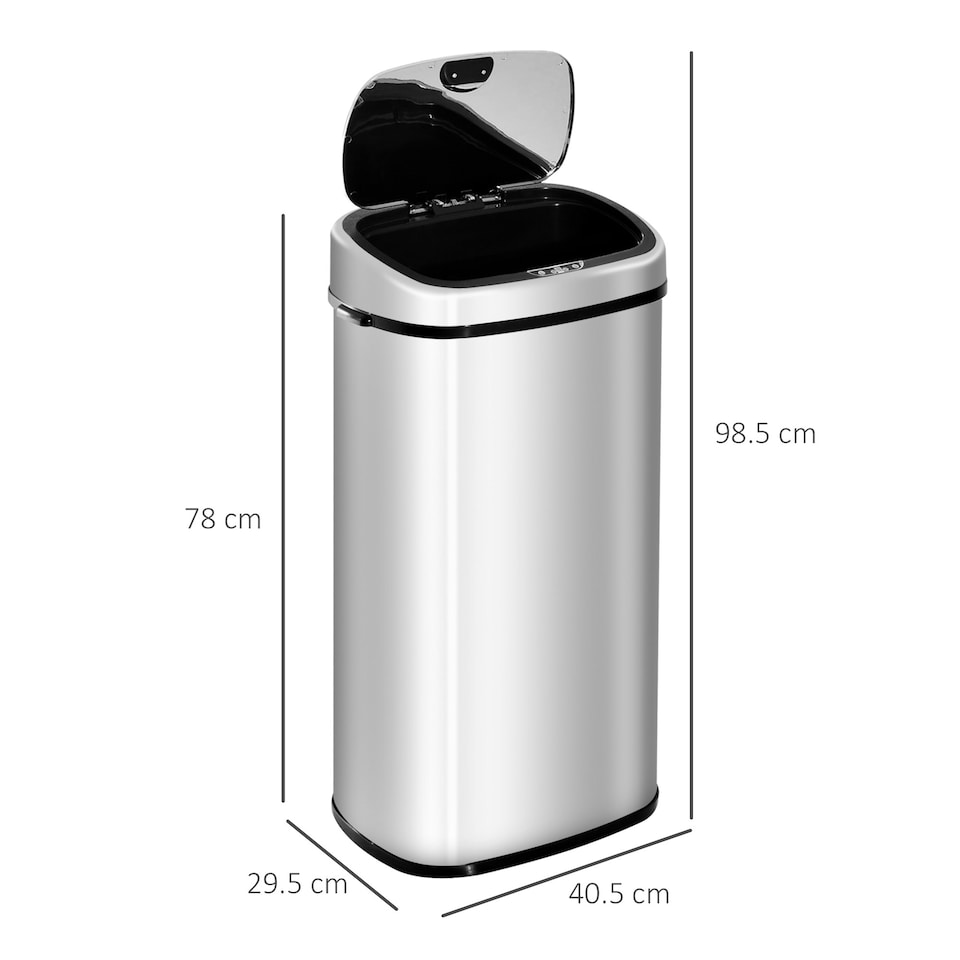 image 1 of HOMCOM 68L Sensor Dustbin Stainless Steel Automatic Kitchen Waste Bin Silver Silver