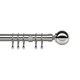 image 1 of 35mm Fixed Length Metal Curtain Pole Set Chrome Ball Finial 210cm Silver | Silver