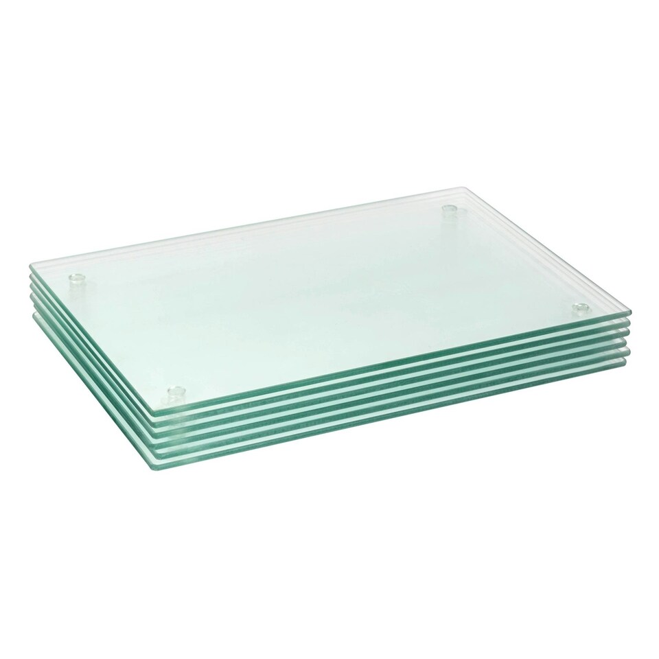 image 1 of Harbour Housewares Glass Placemats - 6pc - Clear - 40 x 30cm - Heat-Resistant Dining Set Clear