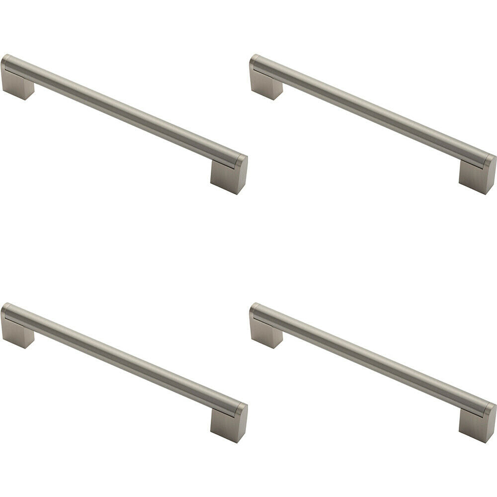 Loops 4x Round Bar Pull Handle 232 x 14mm 192mm Fixing Centers Satin Nickel & Steel in Metallics