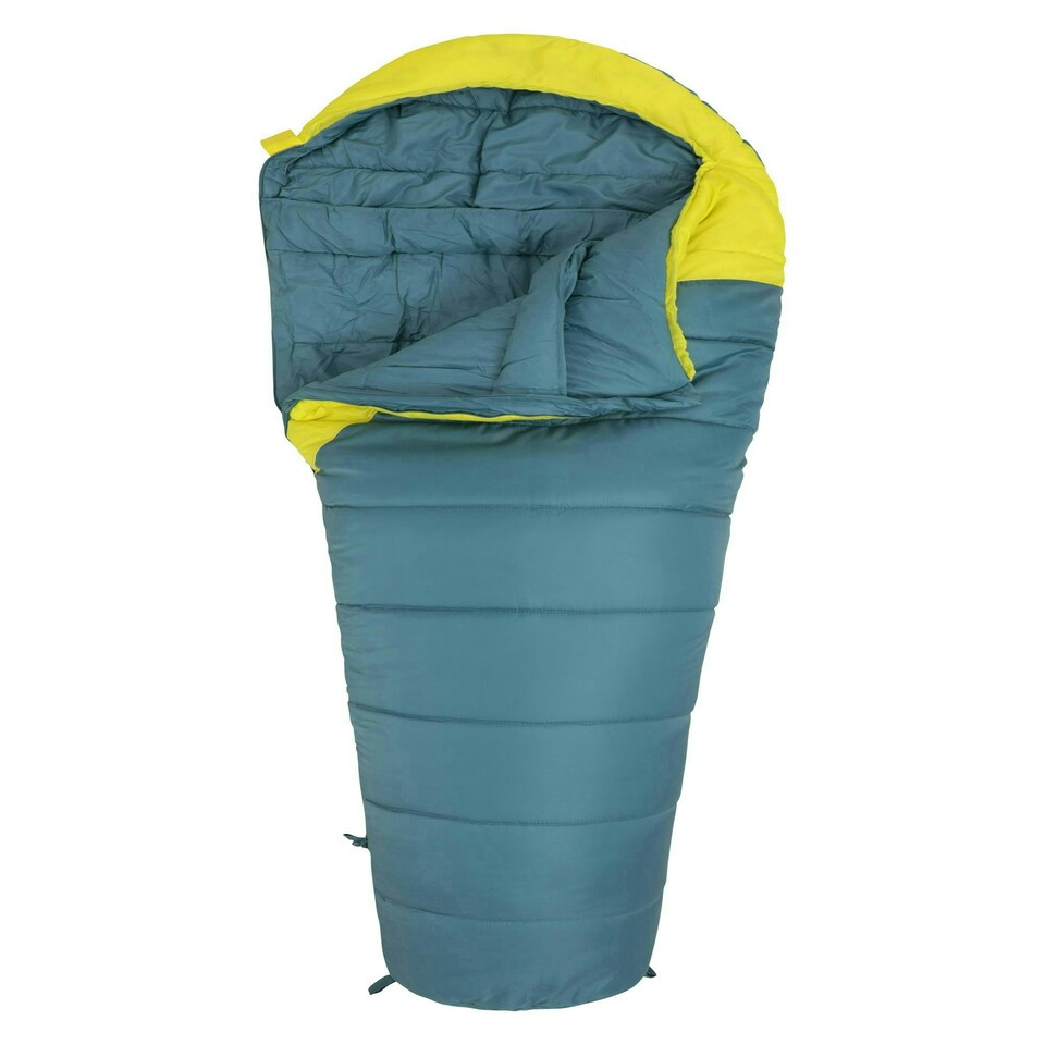 image 1 of Mountain Warehouse Summit 300 Square Sleeping Bag Insulated Two Way Zip Camp Bed Left Handed Zip - Long Length (215cm) Blue | Light Blue