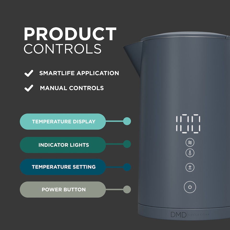 image 1 of 1.5L Smart Kettle, Wi-Fi Touchscreen, App Operated, Voice Control 2200W
