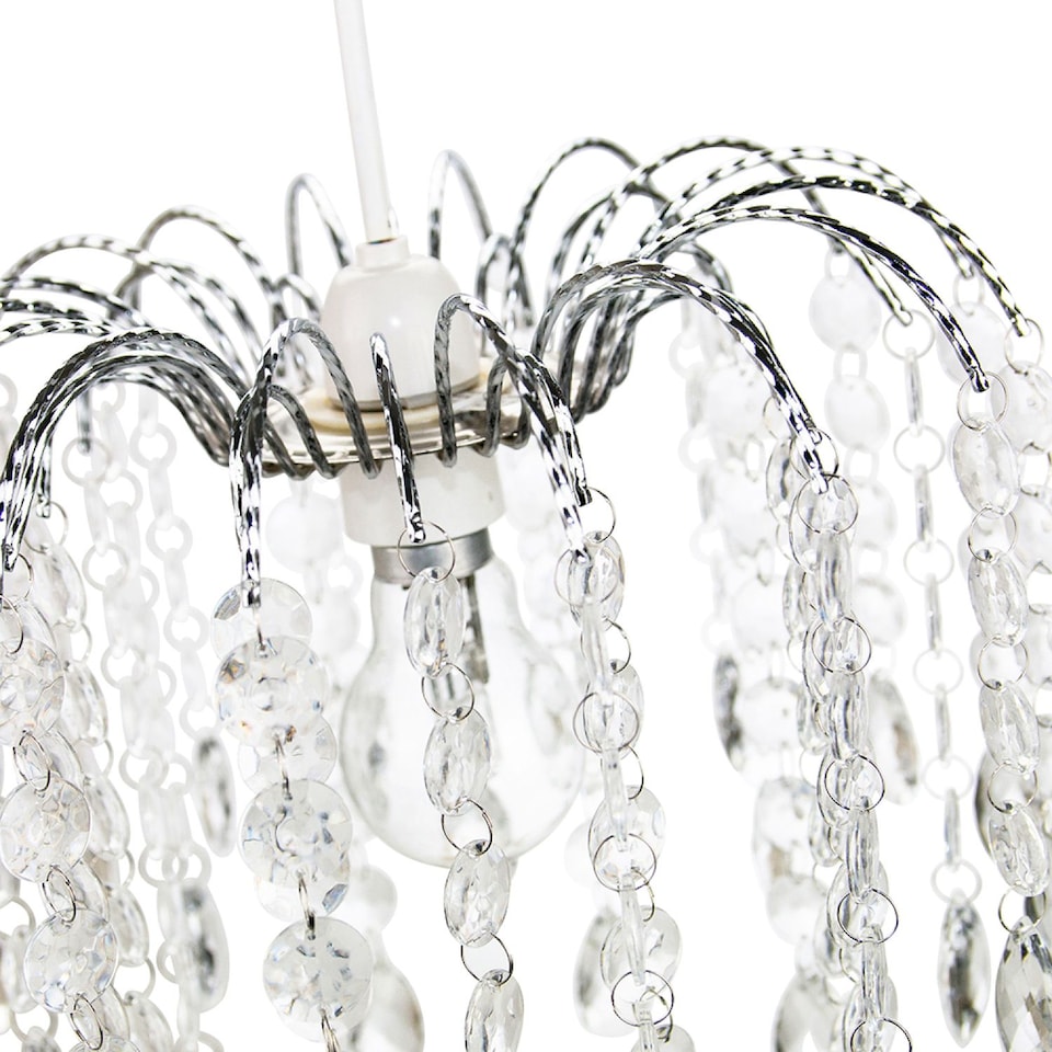 image 1 of Contemporary Waterfall Pendant Shade with Transparent Acrylic Droplets and Beads | Clear | Transparent | 1