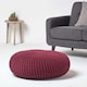 image 2 of Homescapes Plum Large Round Cotton Knitted Pouffe Footstool