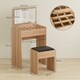 image 5 of HOMCOM Dressing Table with Mirror and Stool, Vanity Makeup Table with Flip Up Mirror, Vanity Desk with Storage Unit and Padded Seat, Wood