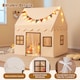 image 5 of COSTWAY Kids Play Tent Toddler Playhouse Tent with Padded Non-slip Mat-Beige