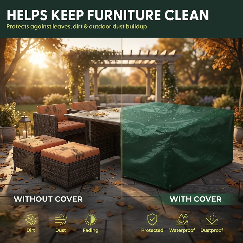 image 1 of Keplin Waterproof Garden Furniture Cover Heavy Duty Polyethylene Brass Eyelets