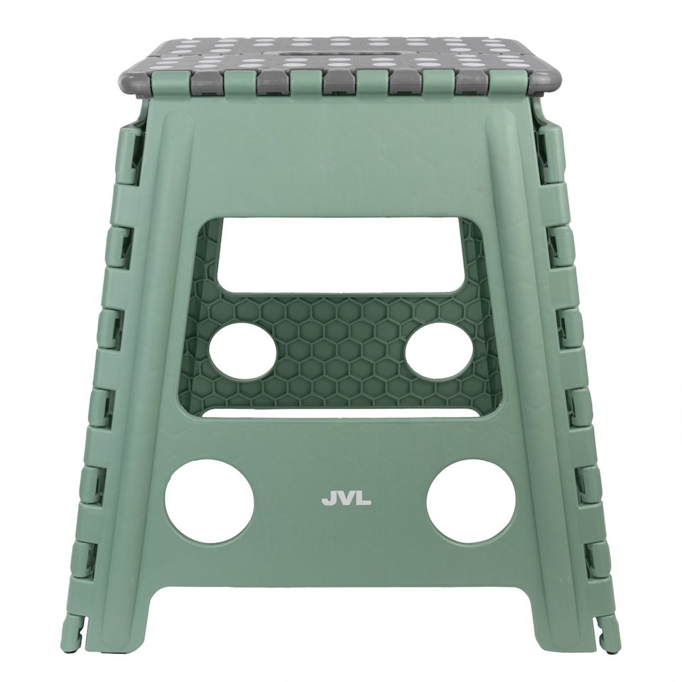 image 1 of JVL Small & Large Folding Step Stool Set – Multi-Purpose, Kitchen & Bathroom – Green