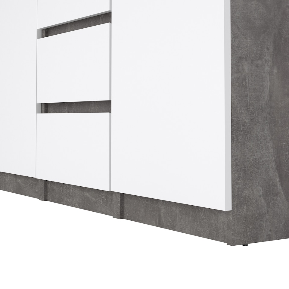 image 1 of Naia Sideboard 4 Drawers 2 Doors in Concrete and White High Gloss