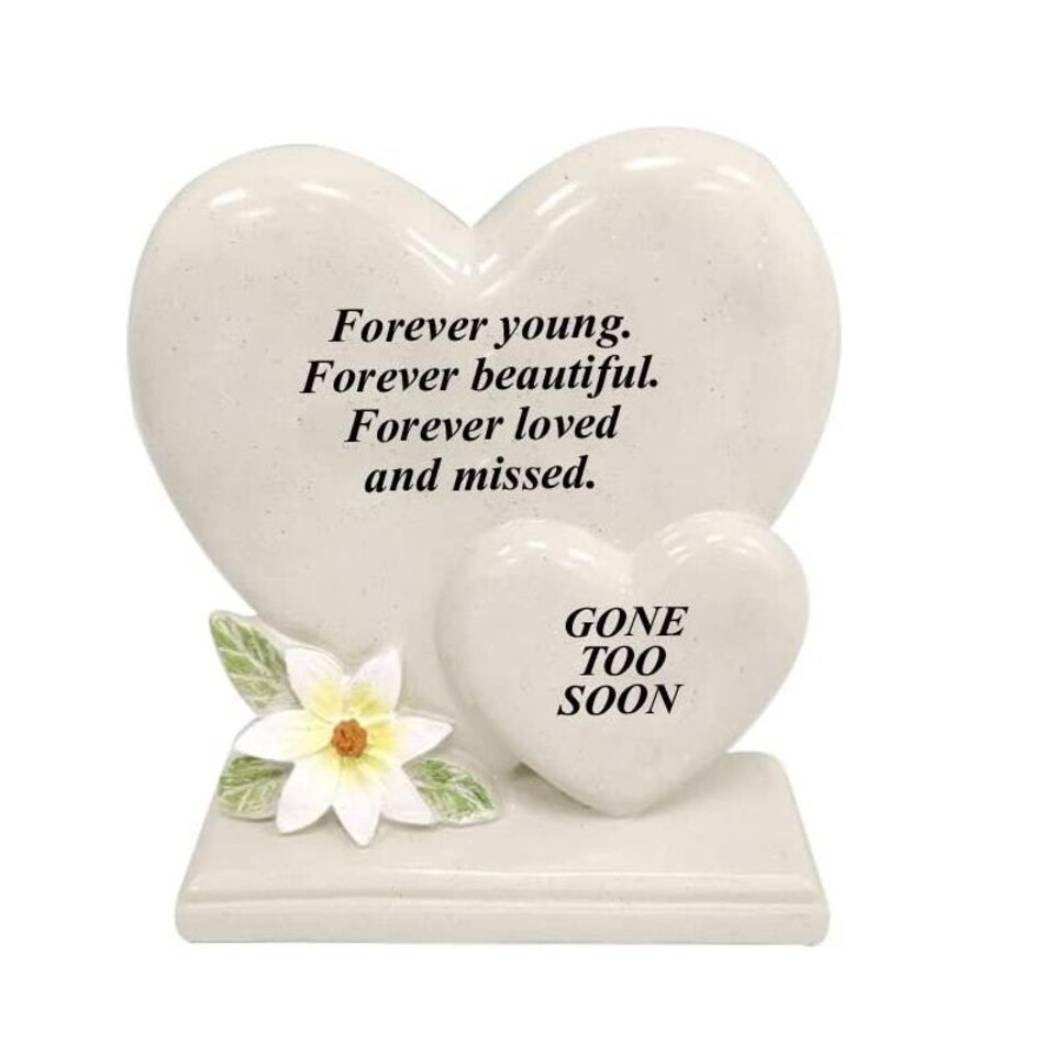 David Fischhoff Double Hearts Plaque 19 x 18cm - Gone Too Soon