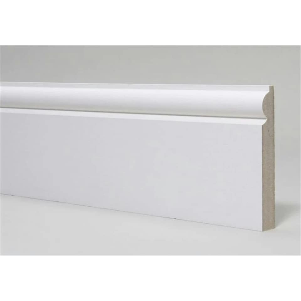 image 1 of PACK OF 10 (Total 10 Units) - 18mm x 168mm White Primed MDF Torus Skirting Board - 2700mm Length