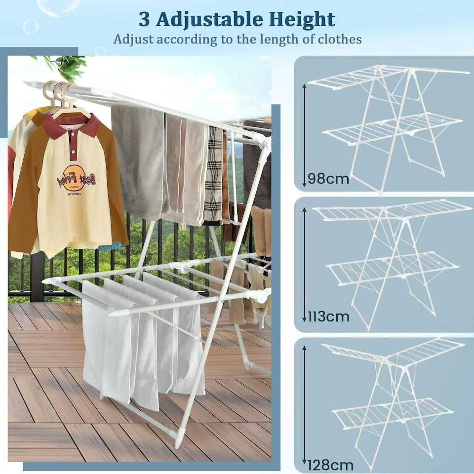 image 1 of COSTWAY 2-Tier Clothes Drying Rack Folding Dryer Garment