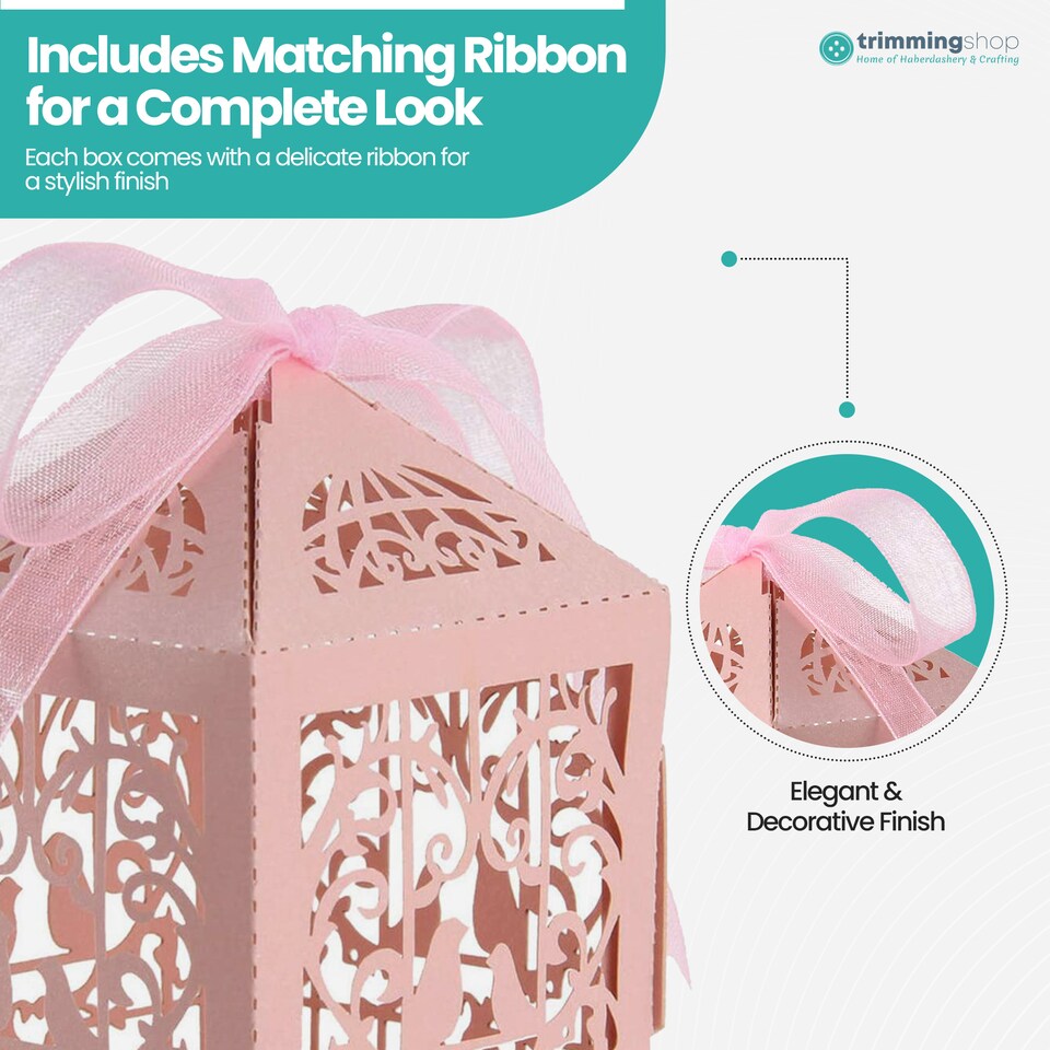 image 1 of Love Birds Wedding Favour Boxes with Organza Ribbon Gift Boxes - 50pcs