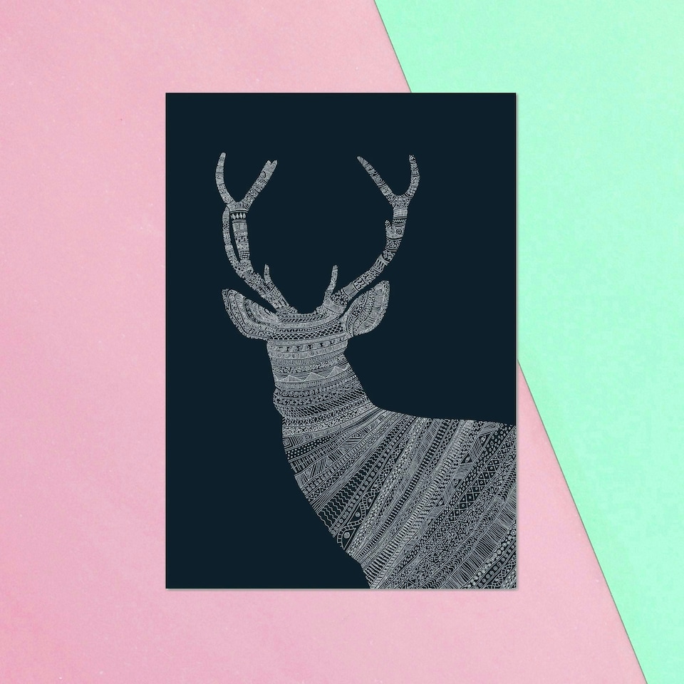 Aztec Night Reindeer Greetings Card