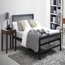 4ft6 Double Strong,Solid,Metal Bed Frame,Black Bedstead,Heavy Duty Bed Base