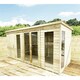 image 1 of 10 x 16 COMBI Pent Summerhouse + Side Shed Storage - Pressure Treated Tongue & Groove + Toughened Safety Glass (10' x16' / 10ft x 16ft) (10x16)
