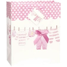 Baby Clothes Baby Shower Gift Bag - Pink/White - One Size