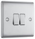 image 1 of BG Nexus Metal 20A Double Wall Light Switch, 2 Way, Brushed Steel