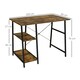 image 7 of HOMCOM 100cm Computer Table with Shelves and Steel Frame, Rustic Brown | Brown | Black | 100W x 60D x 76H cm