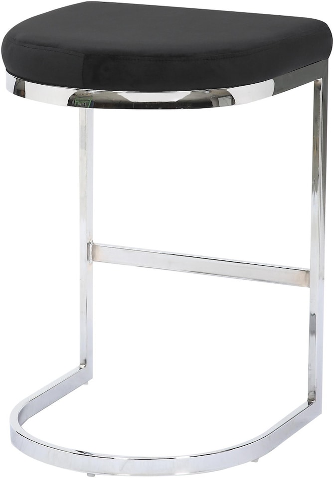 image 1 of Trevi Velvet Kitchen Bar Stools, Chrome Cantilever Frame, Breakfast & Home Bar Stool - Black