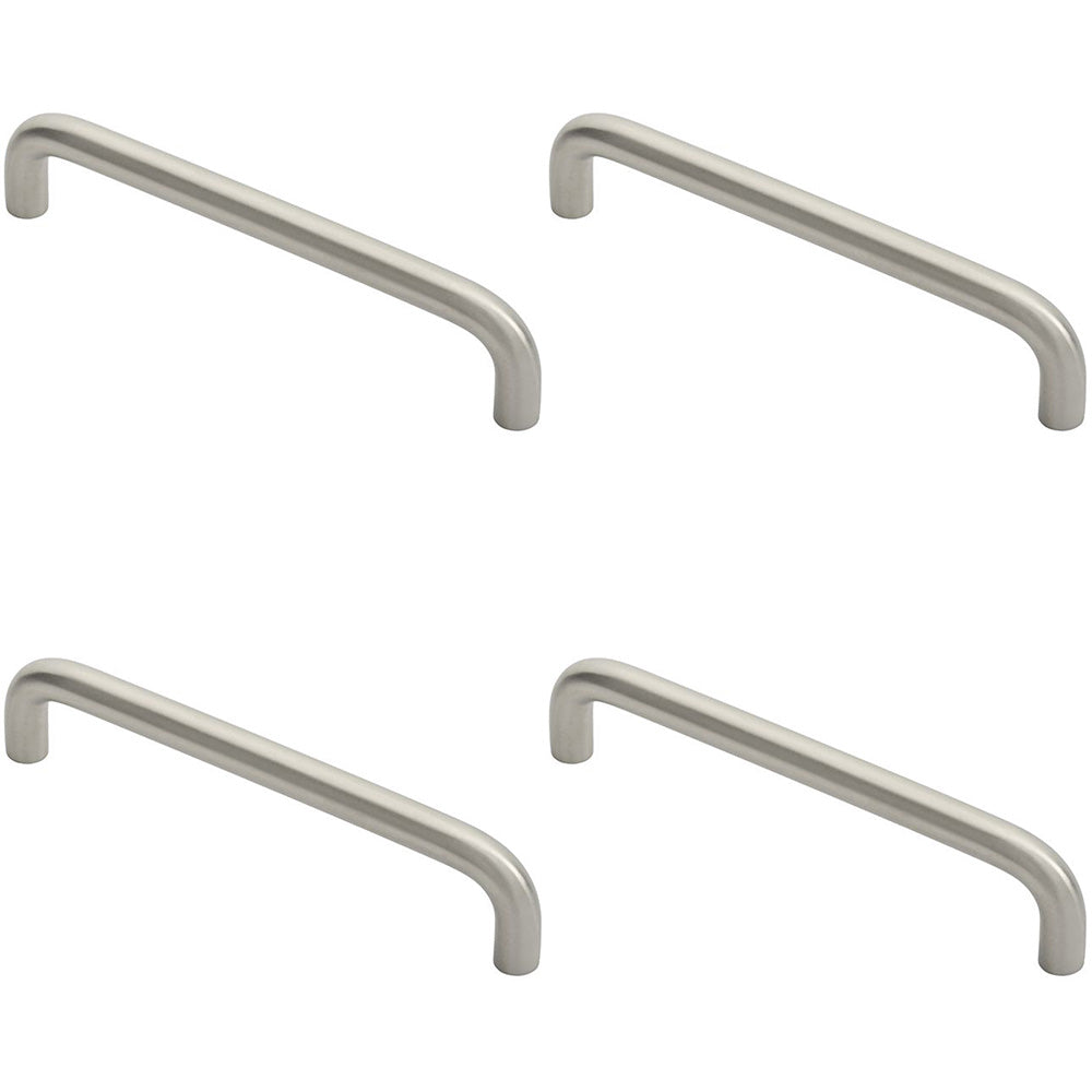 4 PACK - D Shape Cabinet Pull Handle 10mm - 160mm Fixing Centres Satin Stainless Steel