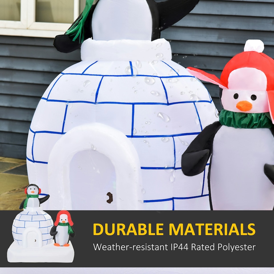 image 1 of HOMCOM 5ft Christmas Inflatable Two Penguins w/ Ice House for Garden Lawn