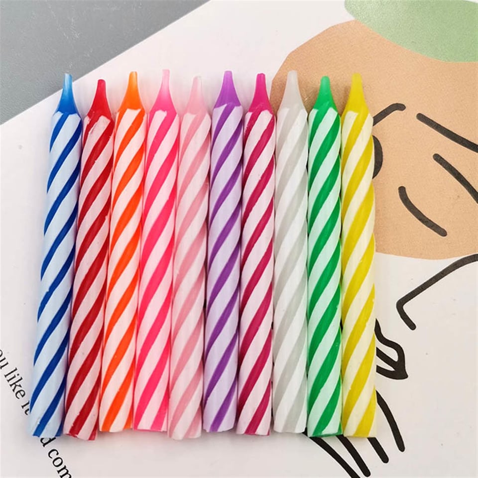image 1 of Pack of 10 Multicolor Spiral Candles With Thread Pillar