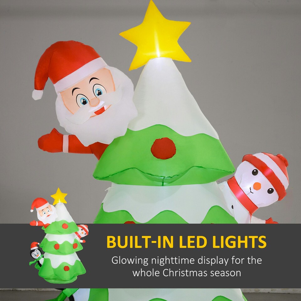image 1 of Outsunny 8ft Christmas Blow Up Christmas Tree with Santa Claus for Outdoor