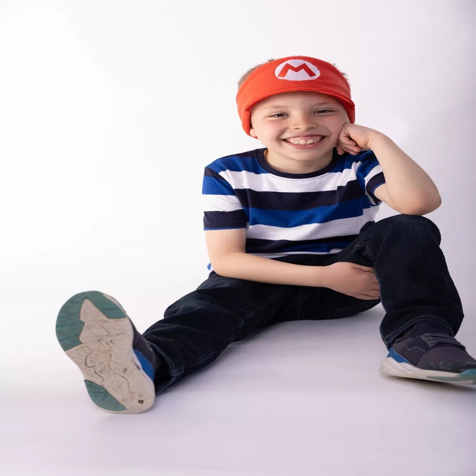 image 1 of Super Mario Kid's Fleece Audio Band Washable Wired Headphones | Red